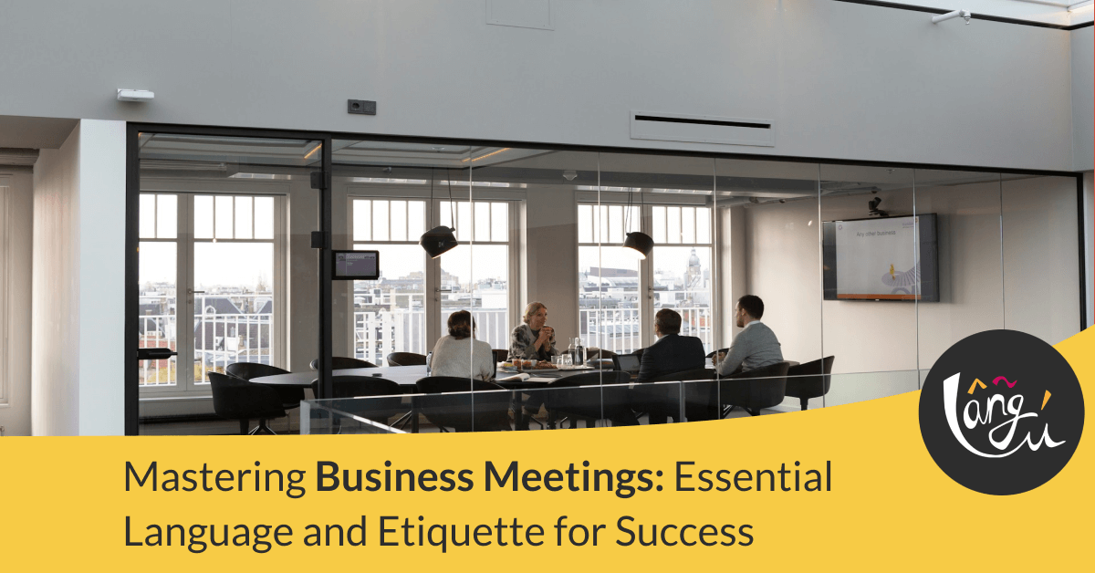 Participants in a global business meeting communicating effectively in English