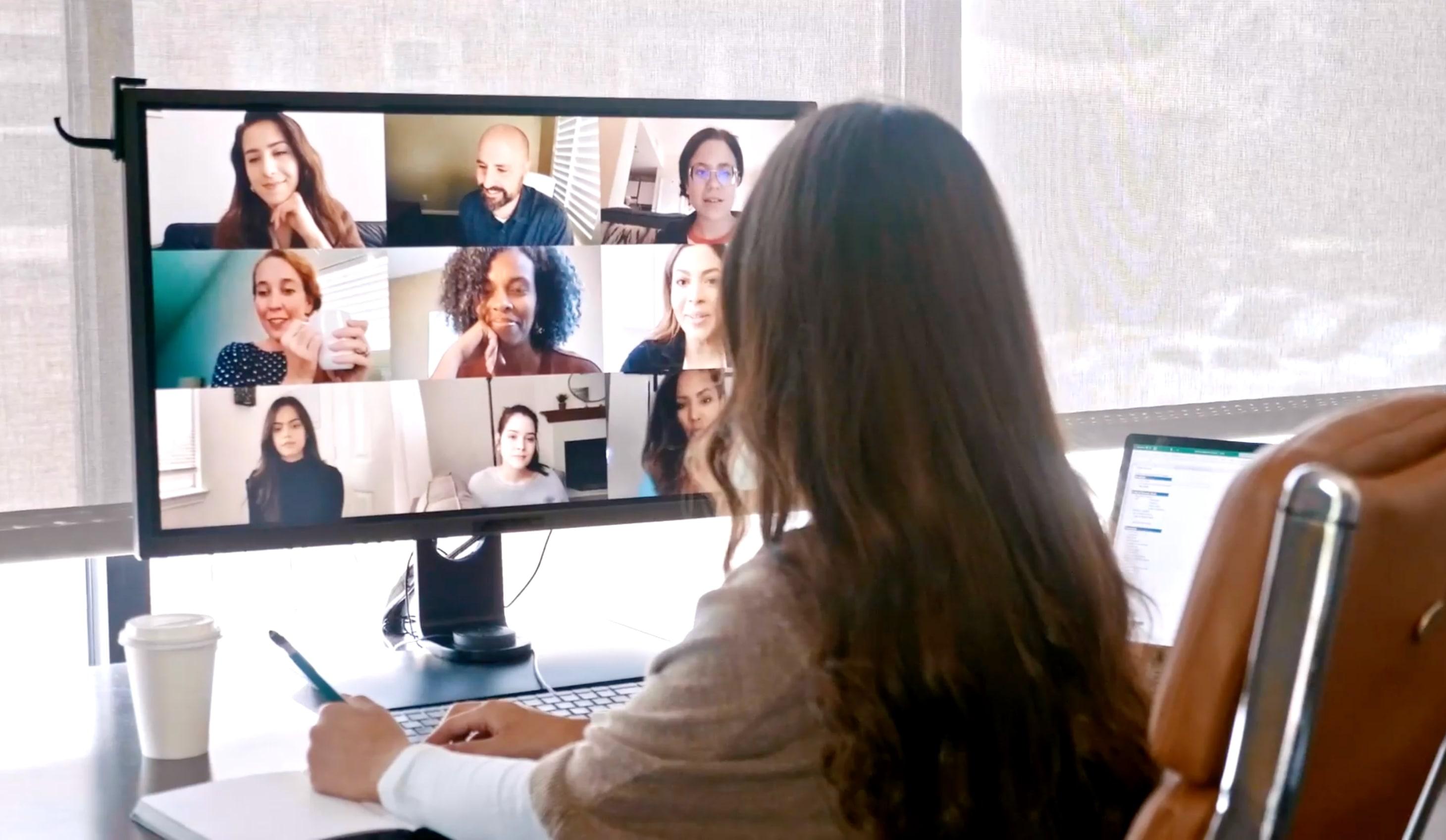 Online meeting of language professionals collaborating and networking virtually