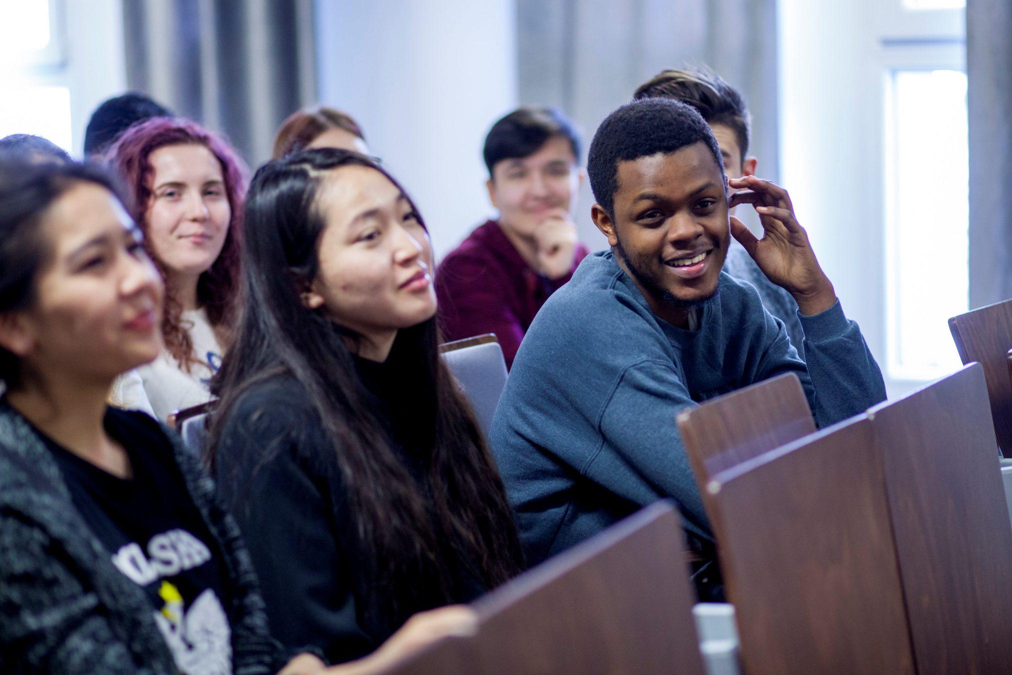 Students participating in a cultural event hosted by a university language club